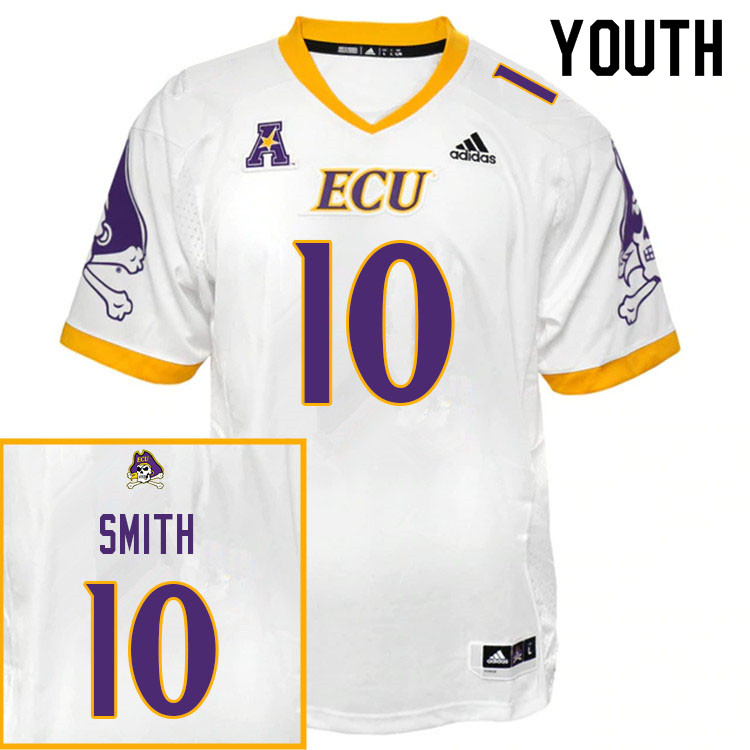Youth #10 Xavier Smith ECU Pirates College Football Jerseys Sale-White - Click Image to Close